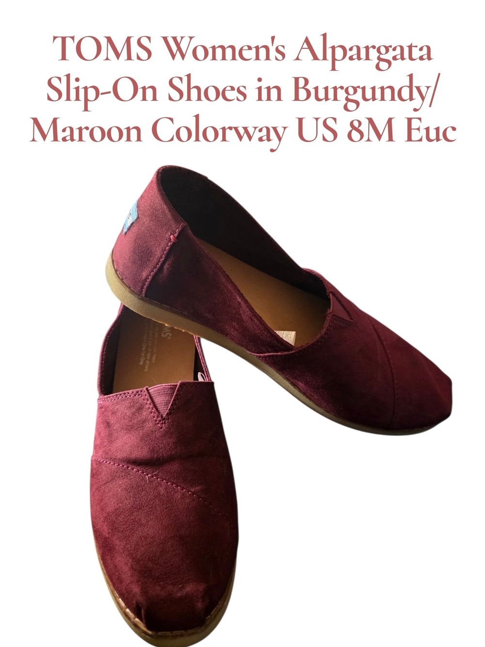 TOMS Women’s Alpargata Slip-On Shoes in Burgundy 8M Euc
